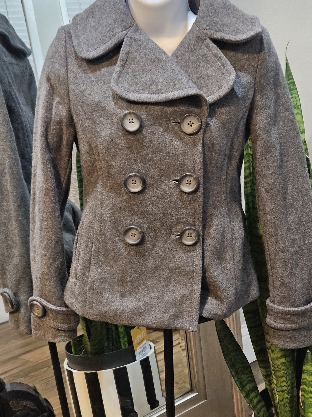 Banana Republic Gray Double-Breasted Pea Coat